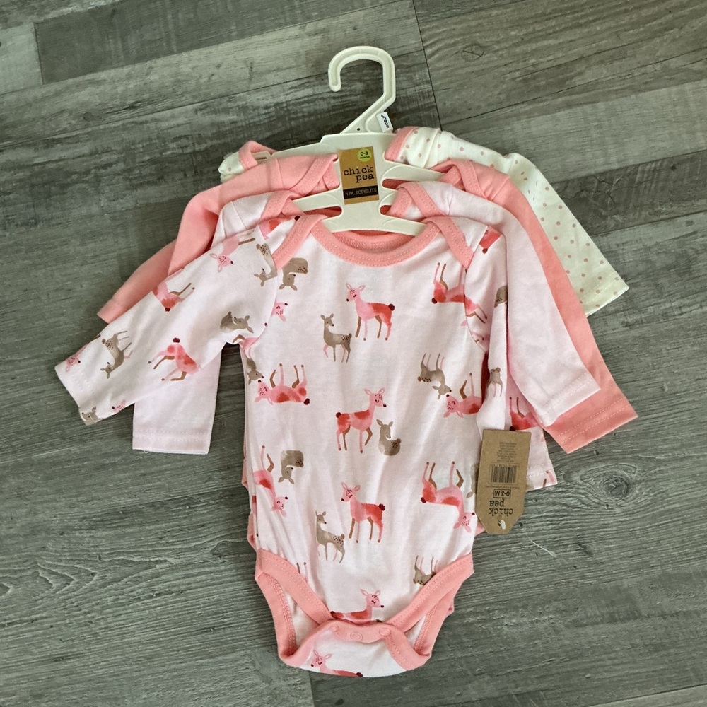 Chick Pea 0-3 month baby long sleeve onesies 4 pack